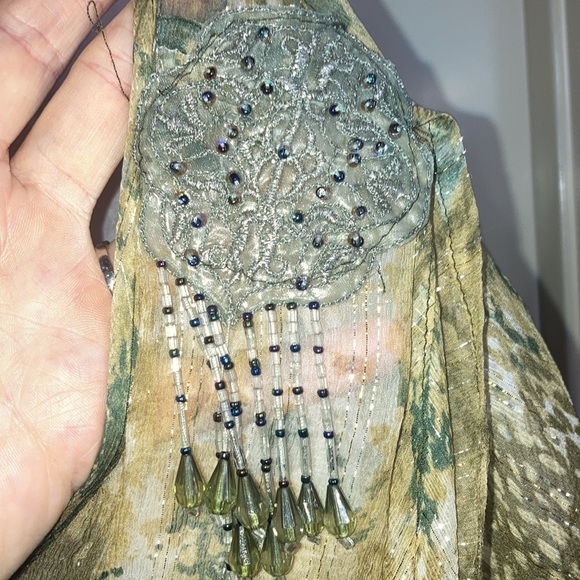 Baby Phat Size XL(EG) 97% Silk 3% Metallic Thread Beading on Shoulders Tie Slves - Picture 10 of 11